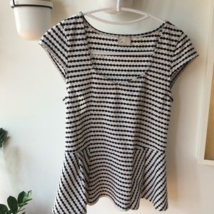 Anthropology black white peplum top small